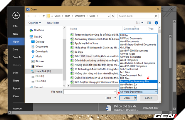 Những giải pháp giúp khôi phục lại tập tin Word bị lỗi trong Office 2016 4