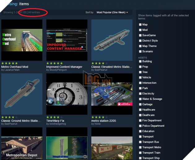 
Số lượng mod khổng lồ dành cho Cities: Skylines.
