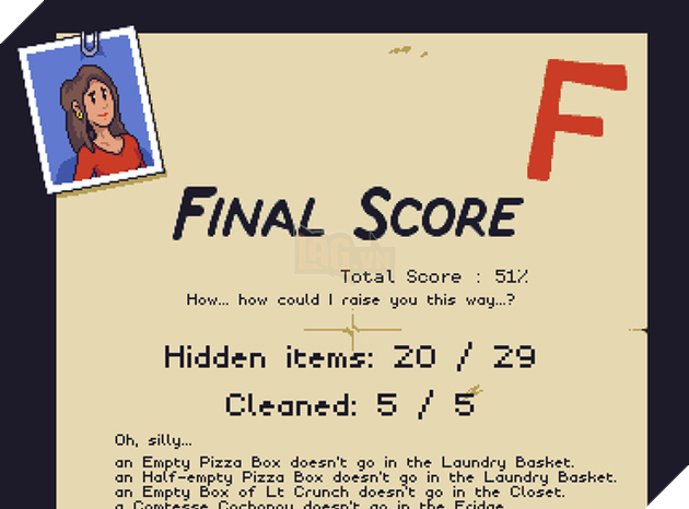 
Bà mẹ tỏ ra rất khắt khe trong việc đánh giá mức độ sạch sẽ của căn phòng.
