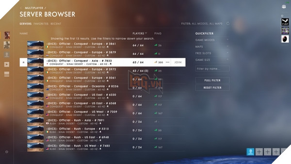 Toàn bộ tính năng có thể xuất hiện trong server thuê của Battlefield 1 4