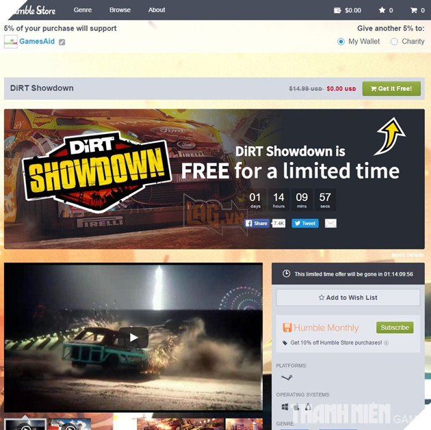 Hướng dẫn nhận miễn phí game đua xe Dirt: Showdown