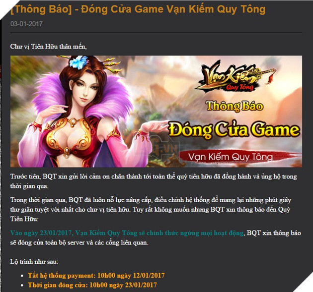 Hàng loạt game online đóng cửa đầu năm 2017