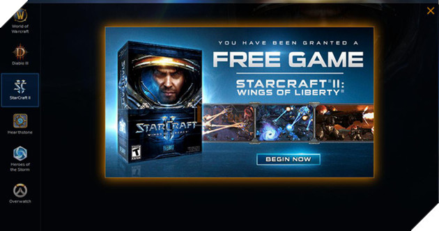 
Bạn đã nhận được một game miễn phí: StarCraft II: Wings of Liberty - nguyên văn thông điệp của Blizzard.
