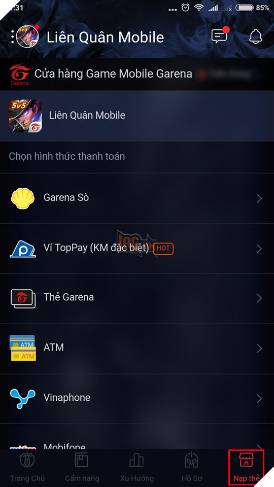 HƯỚNG DẪN NẠP QUÂN HUY TRONG LIÊN QUÂN MOBILE CHO MỌI THIẾT BỊ 11