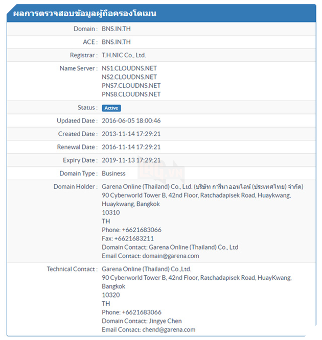 
Garena Thái Lan đã mua tên tiền BNS.IN.TH để chuẩn bị phát hành Blade and Soul?
