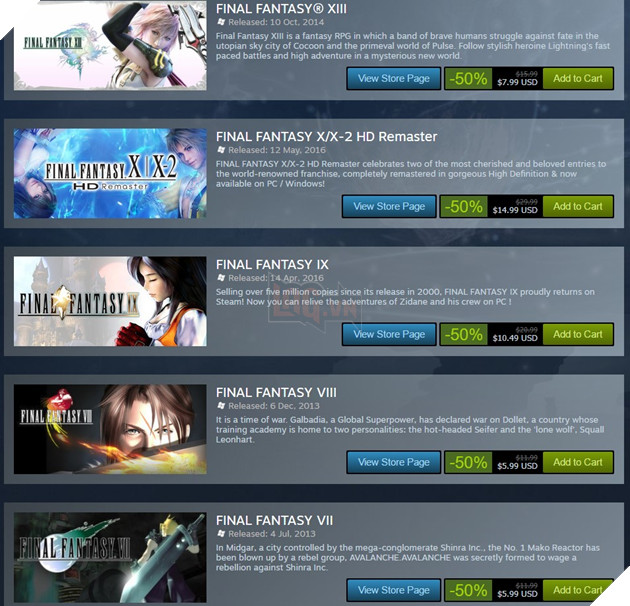 Kỉ niệm tròn 30 tuổi, game Final Fantasy giảm giá mạnh trên Steam và PS Store