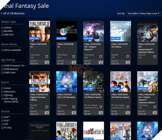 Kỉ niệm tròn 30 tuổi, game Final Fantasy giảm giá mạnh trên Steam và PS Store