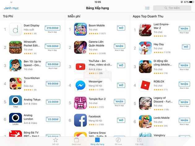 Boom Mobile leo top chóng mặt, dẫn đầu bảng xếp hạng lượt tải trong ngày