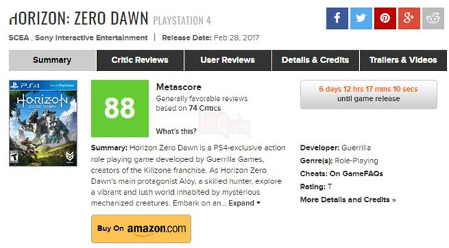 Siêu phẩm Horizon: Zero Dawn được giới chuyên môn khen nức nở