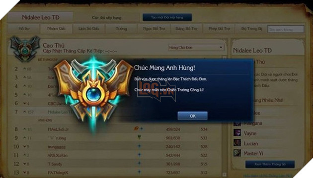 
Rank Thách Đấu thì sao, đầu hàng còn nhiều hơn cả Đồng Đoàn nhé
