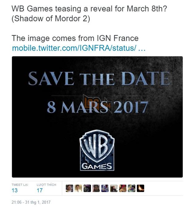 Hậu bản của siêu phẩm Middle Earth: Shadow of Mordor bất ngờ lộ diện