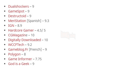 
Điểm số đánh giá Nier: Automata tổng hợp bởi trang VG24/7.
