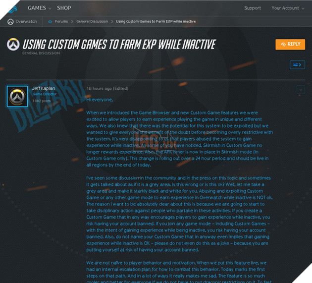 Không ổn rồi, Blizzard đã tiết lộ hình phạt cực nặng đối với những game thủ vẫn tiếp tục cày skin Overwatch