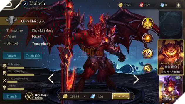 Liên Quân Mobile: Chi tiết bộ kĩ năng của Maloch - Ma Vương Quản Ngục