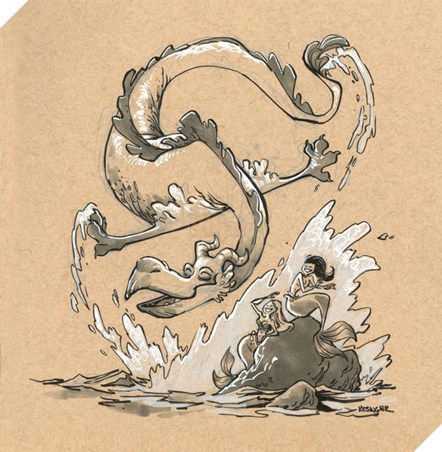 
Ai chà, bạn rồng này đang khoái chí vui đùa với những nàng tiên cá xinh đẹp.
