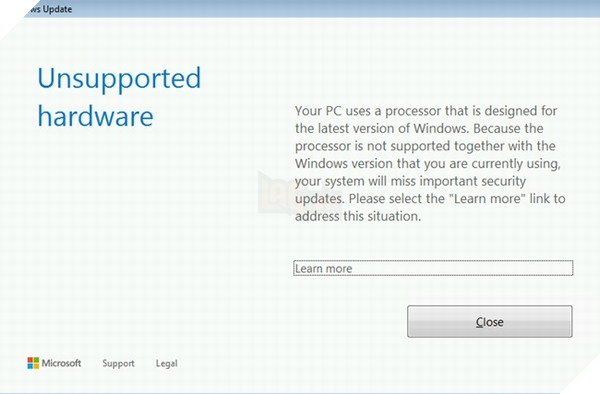 Windows 7/8.1 không được cập nhật với CPU thế hệ thứ 7 của AMD/Intel