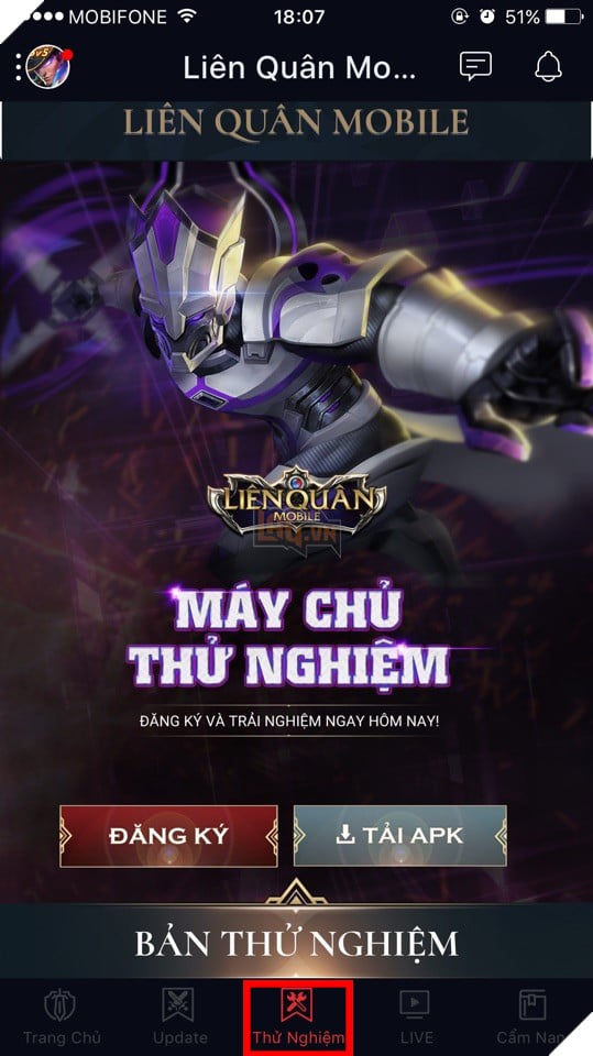 Liên Quân Mobile: Hướng dẫn đăng ký tham gia máy chủ thử nghiệm với Garena Mobile