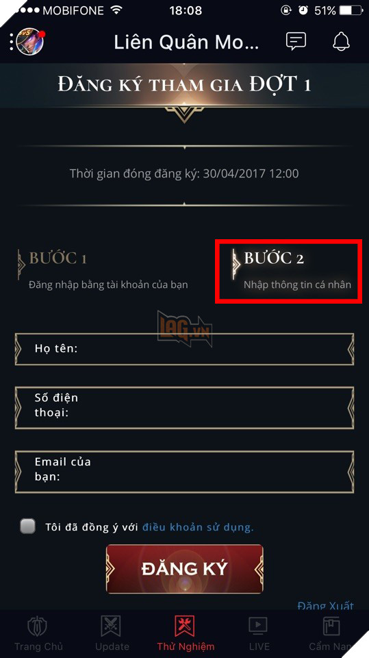 Liên Quân Mobile: Hướng dẫn đăng ký tham gia máy chủ thử nghiệm với Garena Mobile 4