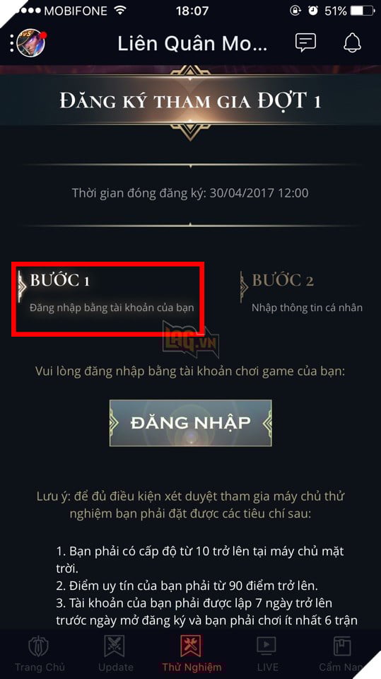 Liên Quân Mobile: Hướng dẫn đăng ký tham gia máy chủ thử nghiệm với Garena Mobile 2