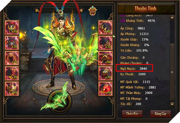 Chỉ số ngã ngựa của mỗi nhân vật, nên khi PVP, PK sẽ dễ gặp tình trạng té ngựa