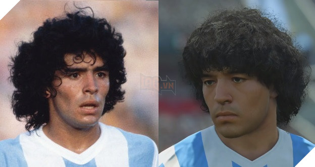 
Tạo hình của Maradona trong PES 2017 (trái) rất giống với danh thủ này thời trẻ.
