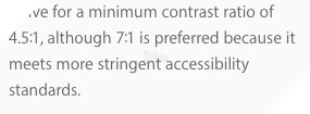 
Độ tương phản 5,5:1 mà Apple sử dụng để khuyên developer dùng tỷ lệ 7:1
