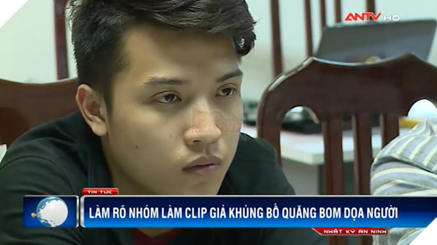 
Nguyễn Thành Nam tại cơ quan công an. (Ảnh: ANTV)
