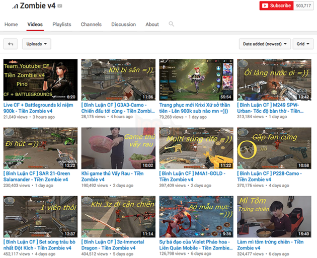 
Tiền Zombie v4 - một kênh chủ yếu là nội dung gaming nhưng vẫn xen lẫn những clip về đời sống​
