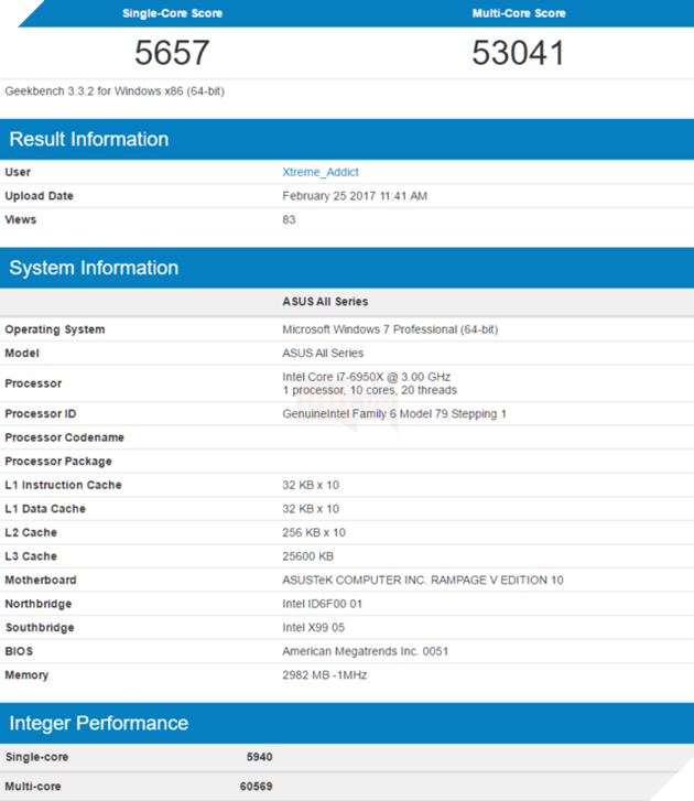 i7-7800X và 7820X đã có benchmark - đối đầu trực tiếp với Ryzen 7 11