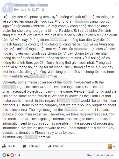 
Phản hồi chính thức từ phía phòng khám
