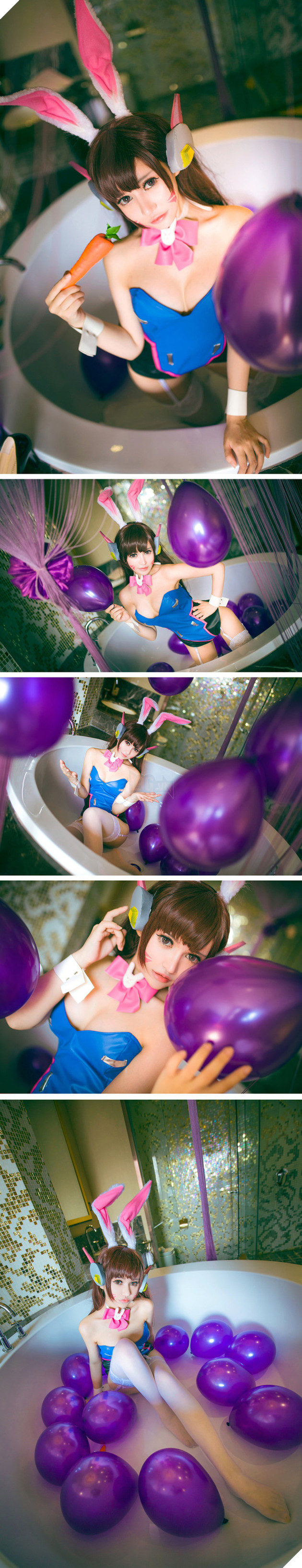 Cosplay D.Va cực nóng bỏng trong bồn tắm dành cho fan hâm mộ Overwatch