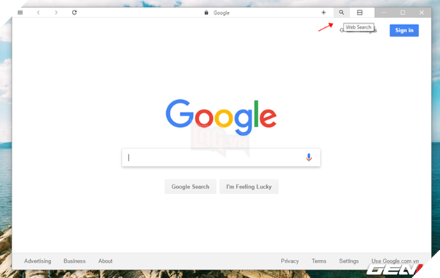 
Google được thiết lập làm trình tìm kiếm mặc định của Colibri Browser. Do đó, khi cần tìm kiếm gì đó, bạn chỉ việc nhấp vào biểu tượng hình chiếc kính lúp là trình duyệt sẽ tự động truy cập vào trang tìm kiếm Google.
