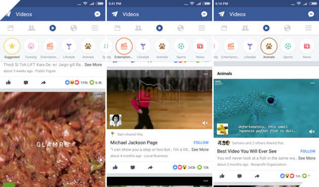 Giao diện thử nghiệm của tab Videos trên Facebook