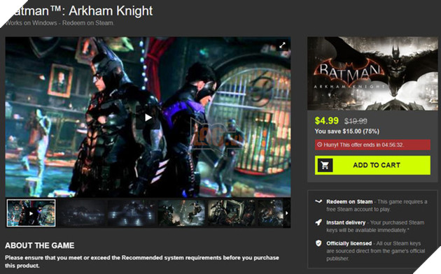 Nhanh tay sở hữu Batman: Arkham Knight - Game hay nhất về Người Dơi đang được bán với giá chỉ bằng cốc trà sữa 100k