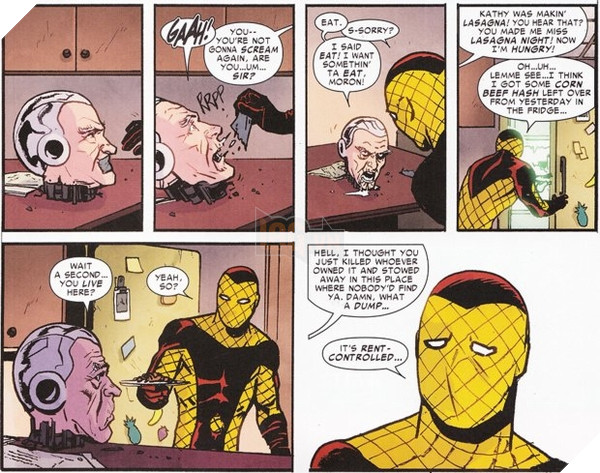 Hình ảnh hài hước khi The Shocker phải chăm lo cho cái đầu của Silvermane