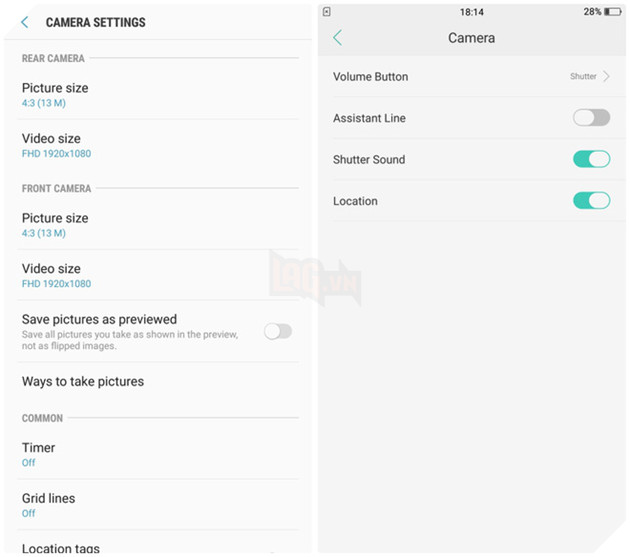 
Tuy nhiên, cài đặt camera của OPPO F3 thì vừa khó tìm mà vừa ít tùy chọn.
