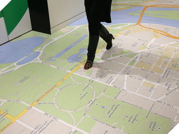 Google's DC office has a map (a Google Map, of course) of the Capitol printed on the floor.