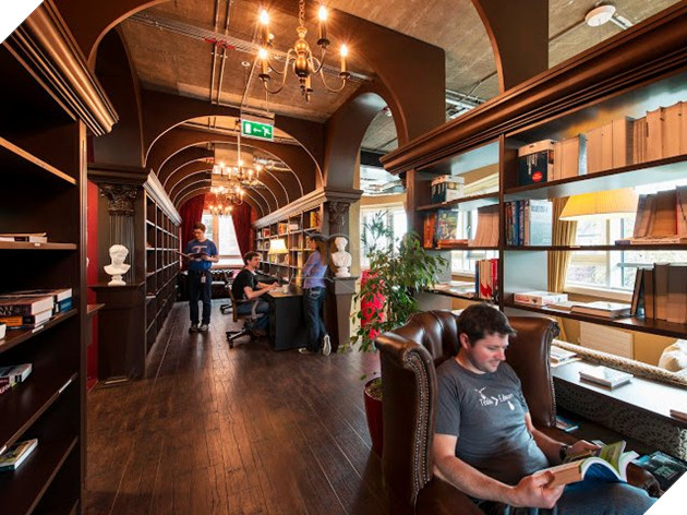 ...or employees can read and relax in the library, which looks like something out of "Harry Potter."