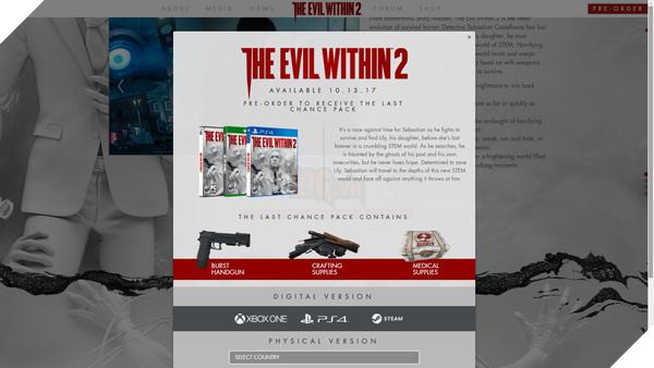 Ba món vật phẩm sẽ nhận được khi đặt mua The Evil Within 2