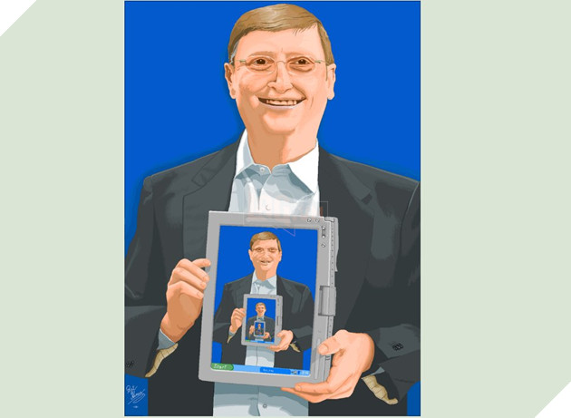 Here's an extremely meta painting of Microsoft founder Bill Gates through MS Paint. Hines said he uses his computer mouse for every single painting he creates.