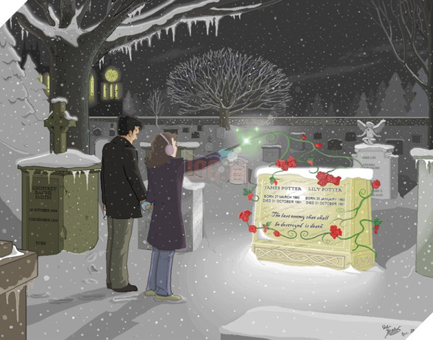 Here's another one from the Harry Potter series created by Pat Hines. The whole image was created in MS Paint other than the print on the gravestones, which Hines used Photoshop to slant. 