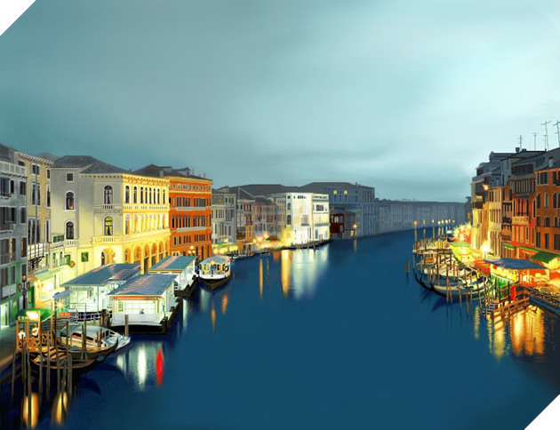 This fantastically detailed image of a calm river flowing through a village was created in MS Paint.