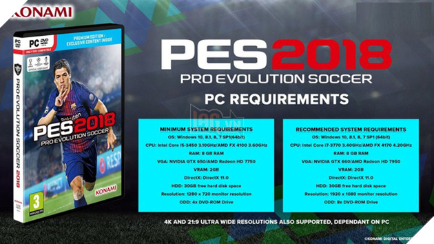 PES 2018 công bố cấu hình bản PC: Tựa game bóng đá nặng nhất trong lịch sử