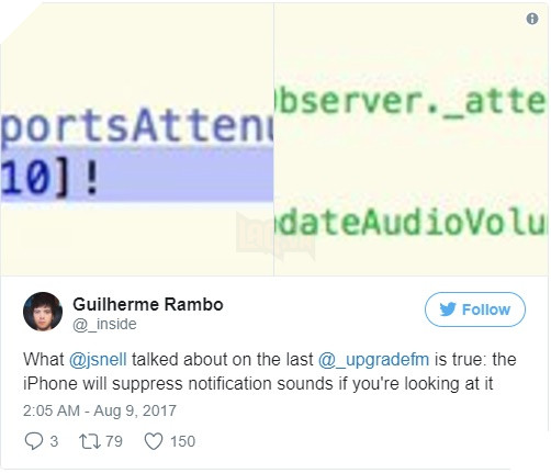 iPhone 8 sẽ tự động tắt âm thanh thông báo khi người dùng nhìn vào màn hình?