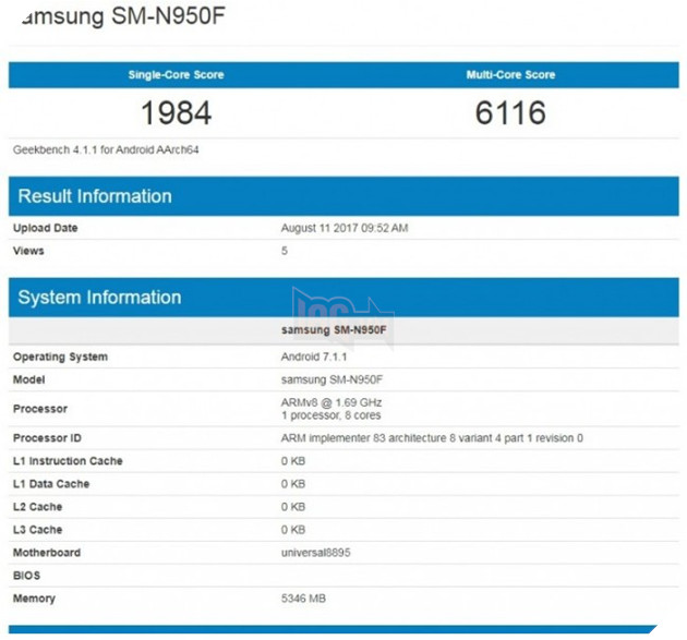 Galaxy Note 8 6GB RAM xuất hiện trên Geekbench; hình ảnh Moto X4 và chi tiết cấu hình; Xiaomi Redmi Note 5A lộ ảnh và thông số