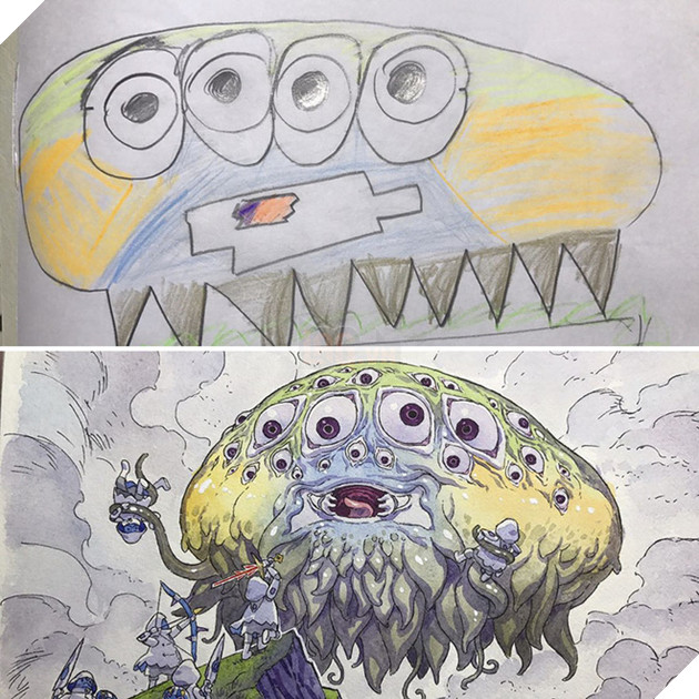  Vui Họa sĩ truyện tranh biến các bức vẽ nguệch ngoạc của con trai thành những nhân vật anime siêu ngầu phần 2  13