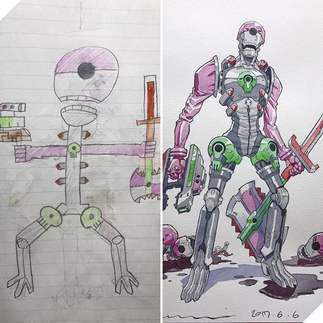  Vui Họa sĩ truyện tranh biến các bức vẽ nguệch ngoạc của con trai thành những nhân vật anime siêu ngầu phần 2  21