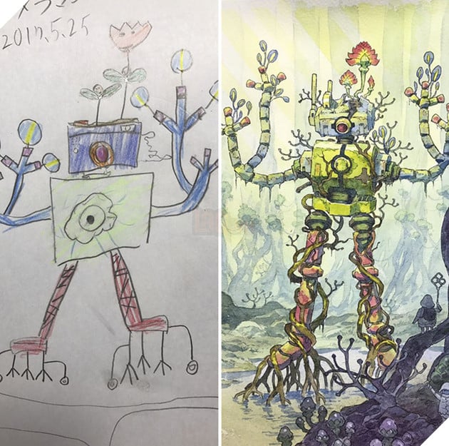  Vui Họa sĩ truyện tranh biến các bức vẽ nguệch ngoạc của con trai thành những nhân vật anime siêu ngầu phần 2  5