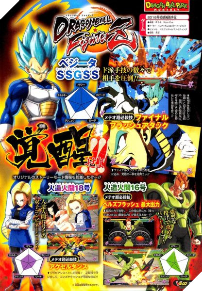 Cùng với đó là Super Saiyan Blue Vegeta và hai người máy Số 16 - Số 18