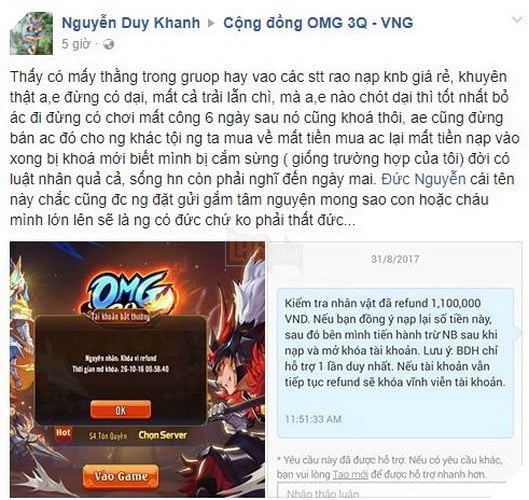 OMG 3Q: VNG thẳng tay khóa tất cả tài khoản tiến hành nạp lậu trong thời gian gần đây 2